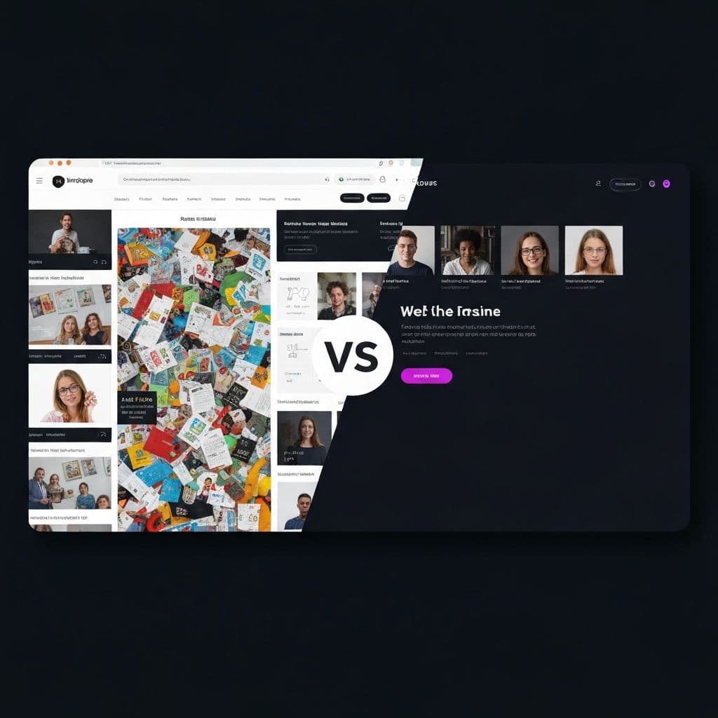Well-designed website vs. poorly designed website comparison showing improved user experience and conversion